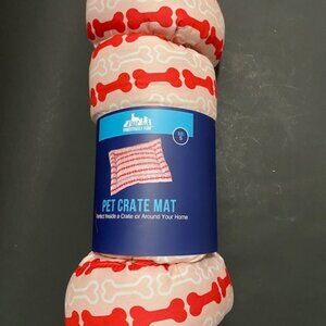 PAWSITIVELY FUN  PET CRATE MAT *Size: Small* Pink and White Bones